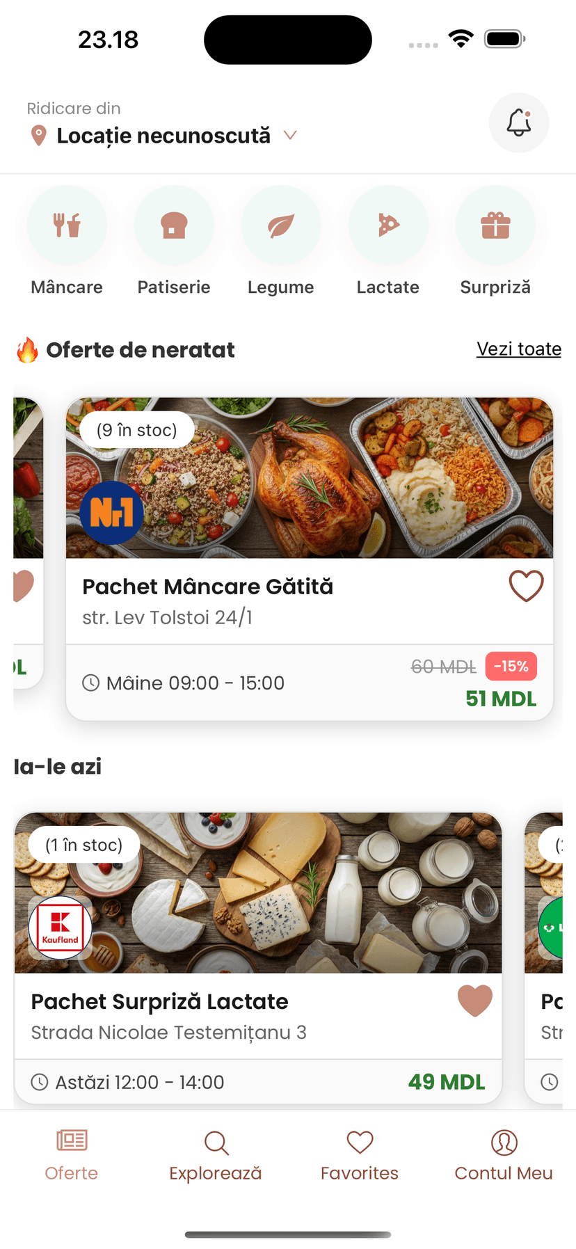 Interfața aplicației VOILÁ